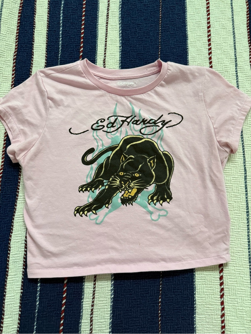 Ed Hardy Pink Tee with Black Panther Graphic